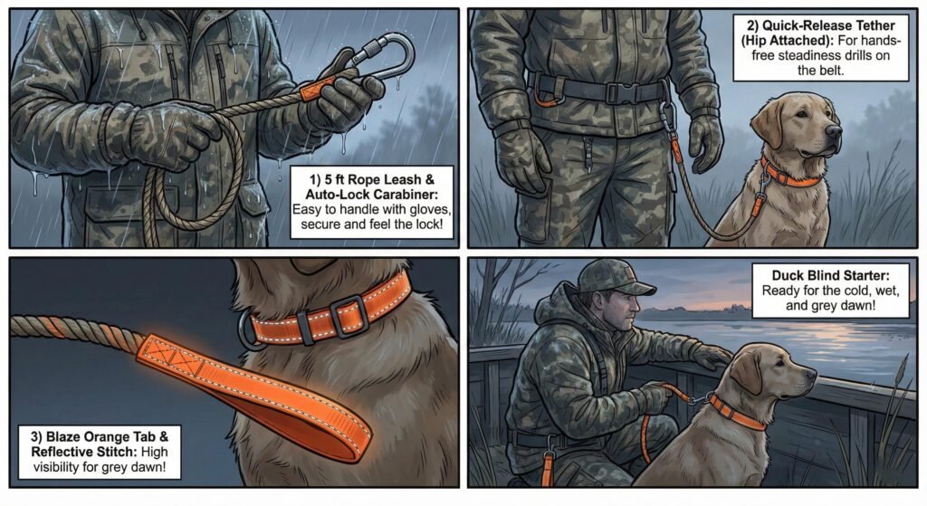 Best Quick-Release Leashes for Hunting Dogs 4 Duck Blind Starter wet cold gloves
