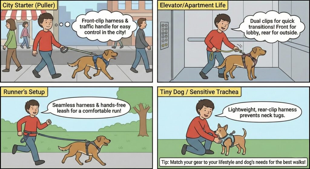 Stop the Fumble: Quick-Release Harness Guide 3 Front-clip Y-harness for easy control while walking and Neoprene copy