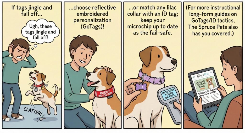 Top Lilac Dog Collars: Reflective, Monogrammed & LED-Ready 4 If tags jingle and fall off