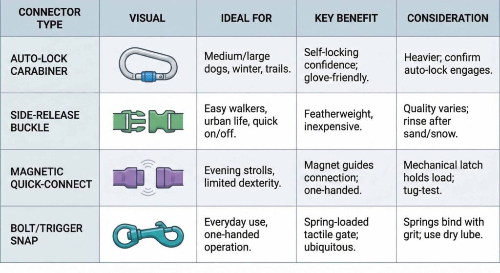 Why Quick-Release Dog Leashes Make Walks Safer and Easier 2 visual-of-Which-Connector-Should-You-Choose