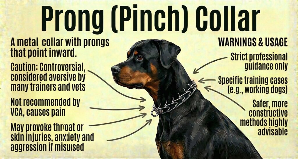 The Ultimate Guide to Dog Collars: Types, Safety & Selecting the Right Collar 8 A dog collar labeled prong pinch collar designed for training and control during walks