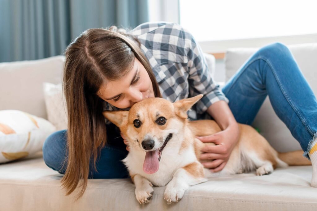When Your Puppy Should Start Wearing a Collar (8-Week Rule) 6 photo-of-front-view-woman-with-her-cute-dog-couch