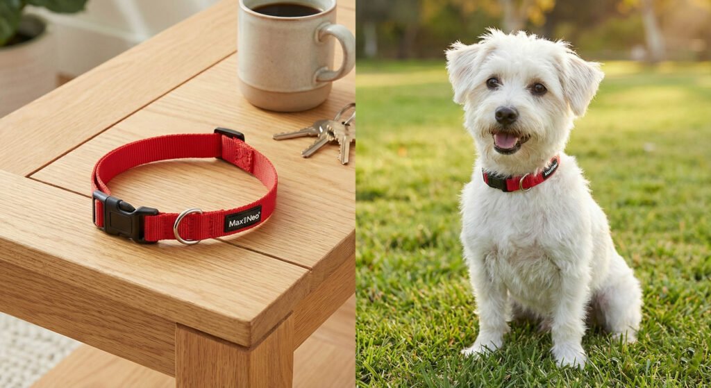 5 Best Puppy Collars for Small & Young Dogs 2 photo of unboxing Max and Neo Nylon Small Dog Collar Small Light Weight