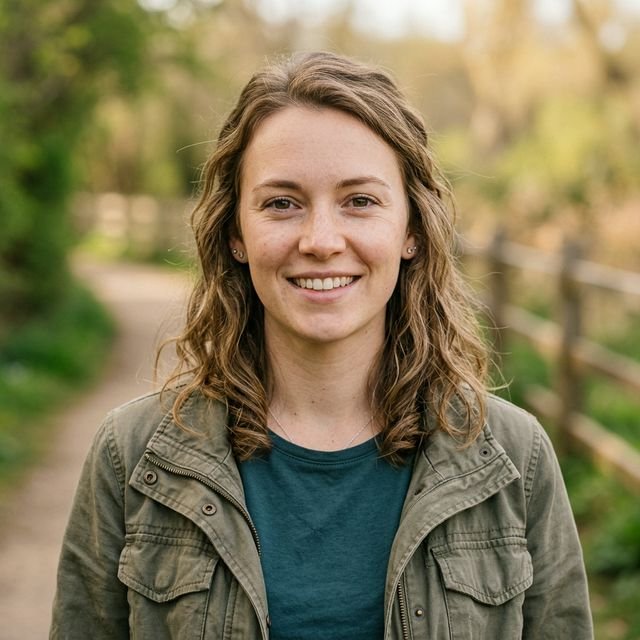 Meet the Brocia Team 1 A woman with long hair in a green shirt stands in front of a wooden fence.